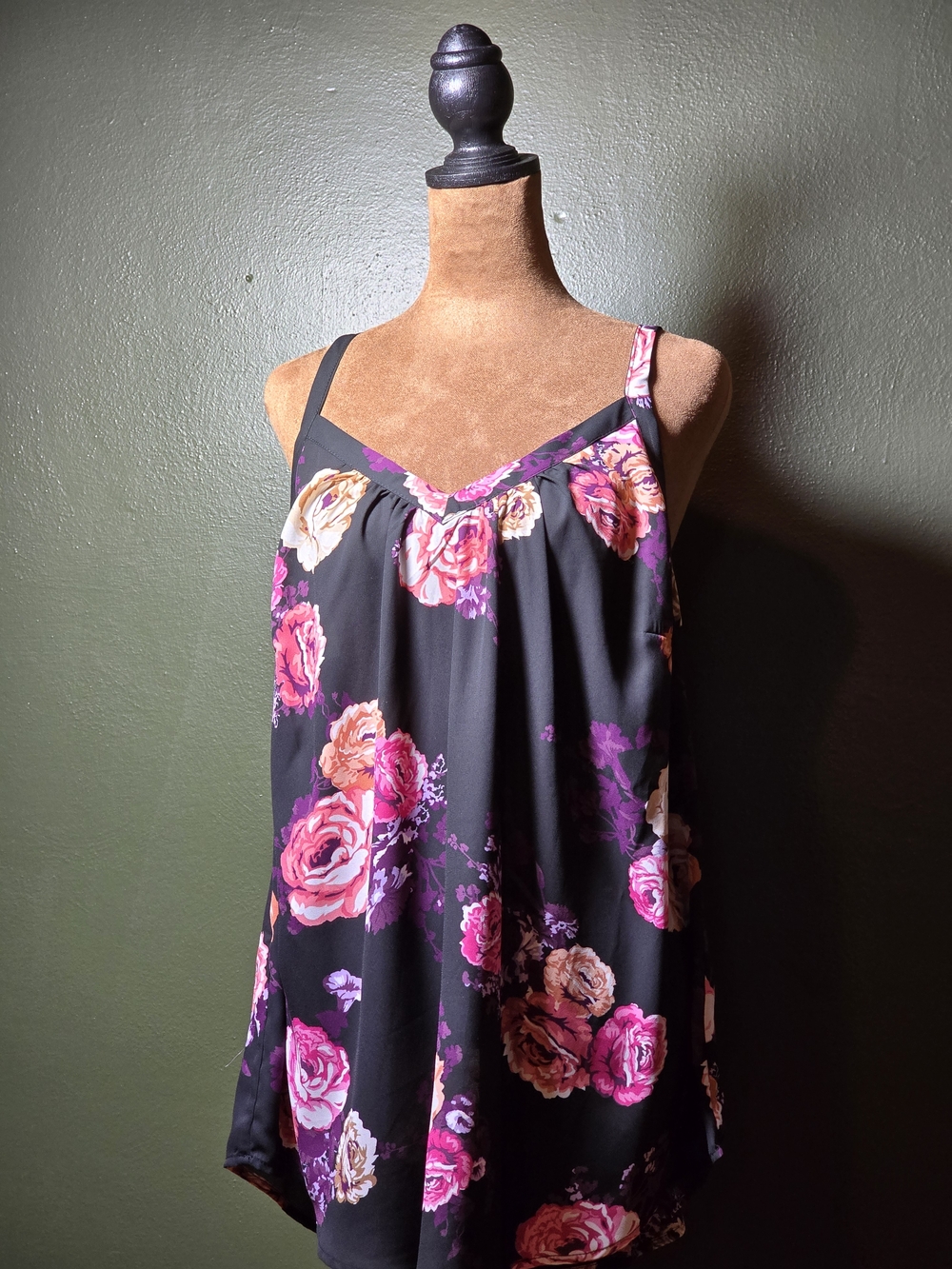 00Torrid Sophie Georgette Swing Tunic Cami Floral Tank Top Adjustable Strap